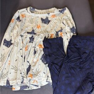 Kids' Sea Life Print Bamboo‎ Dress and Navy Leggings size 18 months EUC